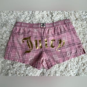Juicy Couture Pink Plaid Gold Logo Sleep Shorts